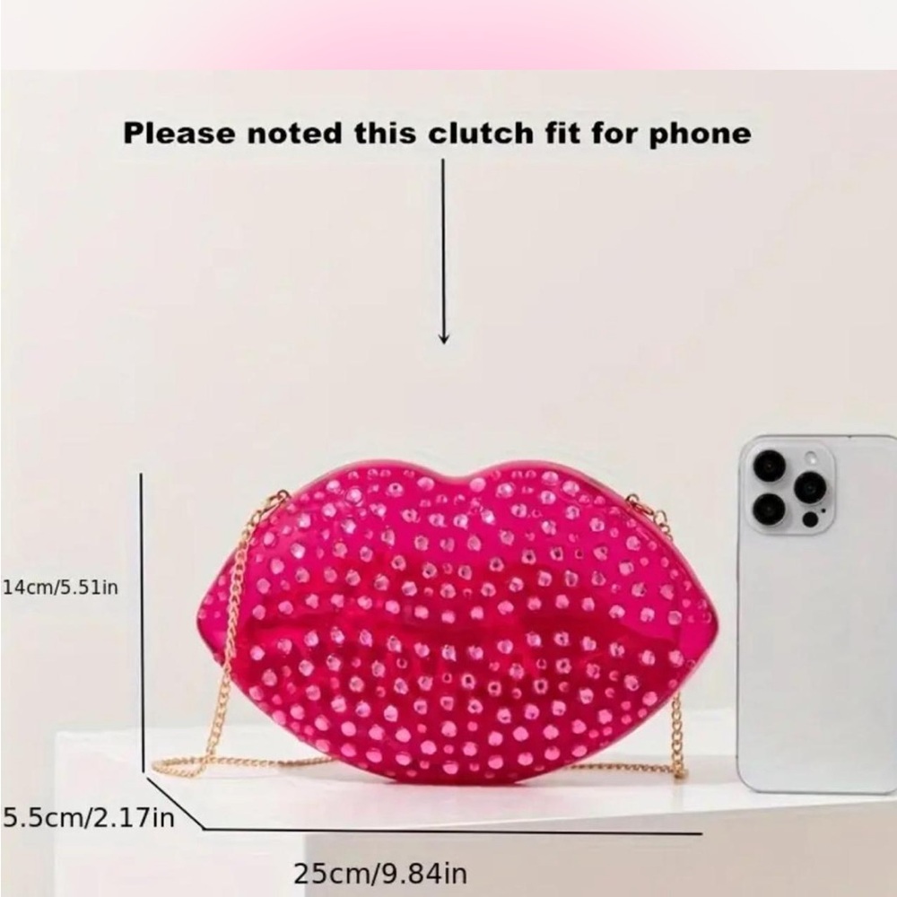 Rose Red Acrylic Lip Shaped Bag - Picture 8 of 8